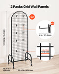 Grid Wall Panels 600x1640mm Wire Display Rack Black 2 Pack