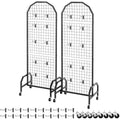 Grid Wall Panels 600x1640mm Wire Display Rack Black 2 Pack