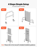 3x Grid Wall Panels 600x1640mm Wire Display Rack w/Wheels Hooks