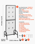 3x Grid Wall Panels 600x1640mm Wire Display Rack w/Wheels Hooks