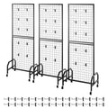 3x Grid Wall Panels 600x1640mm Wire Display Rack w/Wheels Hooks