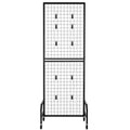 3x Grid Wall Panels 600x1640mm Wire Display Rack w/Wheels Hooks