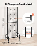 Artiss Grid Wall Panel 600x1640mm Black Wire Display Rack 10 Hooks