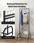 Artiss Grid Wall Panel 600x1640mm Black Wire Display Rack 10 Hooks