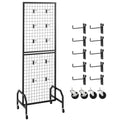 Artiss Grid Wall Panel 600x1640mm Black Wire Display Rack 10 Hooks
