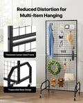 2x Grid Wall Panels 898x1798mm Wire Display Rack Wheels Hooks Black