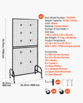 2x Grid Wall Panels 898x1798mm Wire Display Rack Wheels Hooks Black
