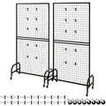 2x Grid Wall Panels 898x1798mm Wire Display Rack Wheels Hooks Black
