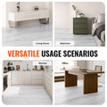 Interlocking Vinyl Floor Tiles 48 x 7.3 inch, 10 Tiles 5.5mm Thick Snap Together, Light Gray Wood Grain DIY Flooring for Kitchen, Dining Room, Bedrooms & Bathrooms, Easy for Home Decor