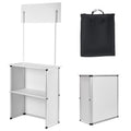 Portable Tradeshow Podium Table, 785 x 380 x 1815 mm, Display Exhibition Counter Stand Booth Fair with Wall, Foldable Promotion Retail Bar Table Pop Up Podium with Storage Rack/Carrying Bag