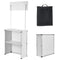 Portable Tradeshow Podium Table, 785 x 380 x 1815 mm, Display Exhibition Counter Stand Booth Fair with Wall, Foldable Promotion Retail Bar Table Pop Up Podium with Storage Rack/Carrying Bag