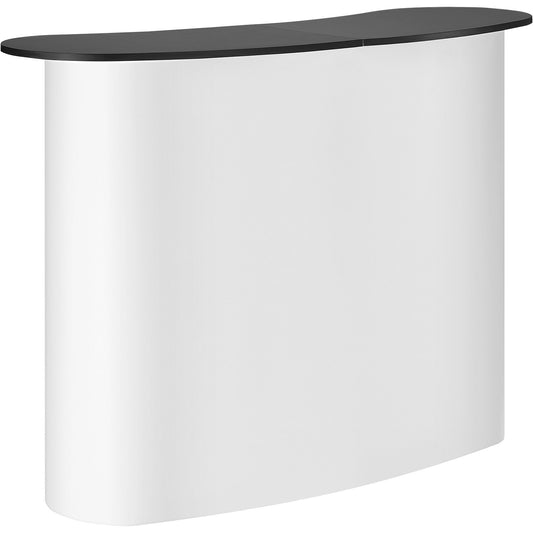 Portable Tradeshow Podium Table, 1300 x 465 x 950 mm, Display Exhibition Counter Stand Booth Fair with Wall, Foldable Promotion Retail Bar Table Pop Up Podium with Storage Rack, Carrying Bag