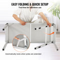 Folding Portable Bar Table, Tradeshow Podium Table for Indoor, Outdoor, Party, Picnic, Exhibition, Includes Carrying Case, Storage Shelf and Black Skirt, 38.39