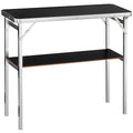 Folding Portable Bar Table, Tradeshow Podium Table for Indoor, Outdoor, Party, Picnic, Exhibition, Includes Carrying Case, Storage Shelf and Black Skirt, 38.39