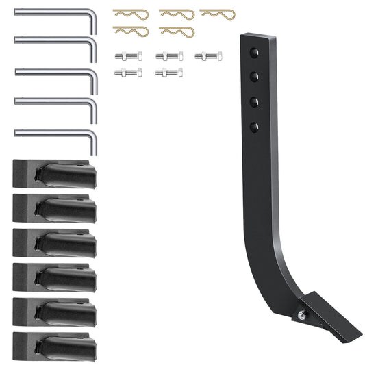 Box Blade Shank, 46.4cm Scarifier Shank, 4 Holes Box Scraper Shank, Ripper Shank with Removable Tapered Teeth and Pins, Adjustable Shanks Assembly for Replacement, Digging, Plowing, 5PCS
