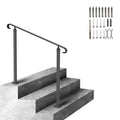Handrails for Outdoor Steps, Fit 1-3 Steps Wrought Iron Handrail, Outdoor Stair Railing, Adjustable Front Porch Hand Rail, Black Transitional Hand railings for Concrete Steps or Wooden Stairs