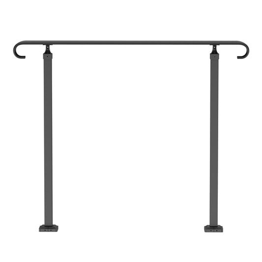 Wrought Iron Handrail 1-3 Steps Outdoor Stair Railing Black