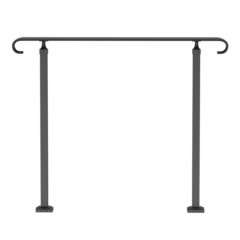 Wrought Iron Handrail 1-3 Steps Outdoor Stair Railing Black