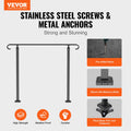 Wrought Iron Handrail 1-3 Steps Outdoor Stair Railing Black