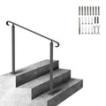 Wrought Iron Handrail 1-3 Steps Outdoor Stair Railing Black
