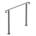 Wrought Iron Handrail 1-3 Steps Outdoor Stair Railing Black
