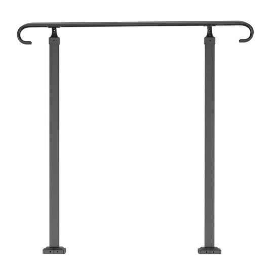 Outdoor Handrail 1-3 Steps Black Wrought Iron Stair Railing Concrete