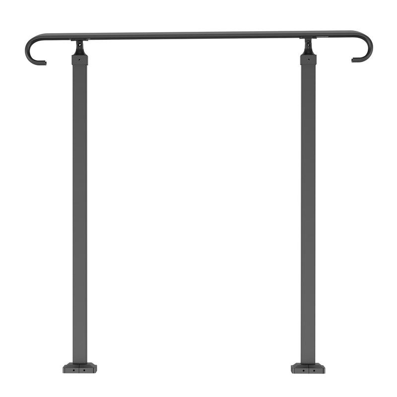 Outdoor Handrail 1-3 Steps Black Wrought Iron Stair Railing Concrete