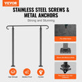 Outdoor Handrail 1-3 Steps Black Wrought Iron Stair Railing Concrete