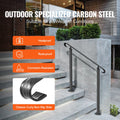 Outdoor Handrail 1-3 Steps Black Wrought Iron Stair Railing Concrete