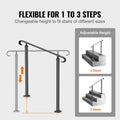 Outdoor Handrail 1-3 Steps Black Wrought Iron Stair Railing Concrete