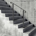 Outdoor Handrail 1-3 Steps Black Wrought Iron Stair Railing Concrete