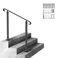 Outdoor Handrail 1-3 Steps Black Wrought Iron Stair Railing Concrete