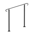 Outdoor Handrail 1-3 Steps Black Wrought Iron Stair Railing Concrete