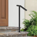 Black Steel Stair Railing 441LBS 1-2 Post Handrail Outdoor Steps