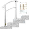 3-Step Outdoor Handrail Matte White Wrought Iron Stair Rail Kit