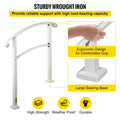 3-Step Outdoor Handrail Matte White Wrought Iron Stair Rail Kit