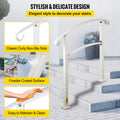 3-Step Outdoor Handrail Matte White Wrought Iron Stair Rail Kit
