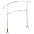 3-Step Outdoor Handrail Matte White Wrought Iron Stair Rail Kit