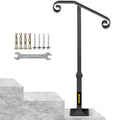 Wrought Iron Handrail 1-2 Steps Outdoor Stair Railing Grey