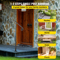 Wrought Iron Handrail 1-2 Steps Outdoor Stair Railing Grey