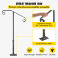 Wrought Iron Handrail 1-2 Steps Outdoor Stair Railing Grey