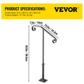 Wrought Iron Handrail 1-2 Steps Outdoor Stair Railing Grey