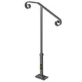 Wrought Iron Handrail 1-2 Steps Outdoor Stair Railing Grey