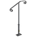 Wrought Iron Handrail 1-2 Steps Outdoor Stair Railing Grey
