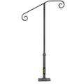 Wrought Iron Handrail 1-2 Steps Outdoor Stair Railing Grey