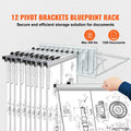 Wall Mount Blueprint Storage Rack Blueprint Holder with 12 Pivot Brackets
