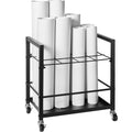 Blueprint Storage Rack 12 Slots Mobile Metal Cart Wheels Map Poster