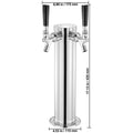 Kegerator Tower Kit, Dual Taps Beer Conversion Kit, Stainless Steel Keg Beer Tower Dispenser with Dual Gauge W21.8 Regulator & A-System Keg Coupler, Beer Drip Tray for Party Home