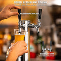 Dual Tap Beer Kegerator Tower Kit Stainless Steel Self-Closing