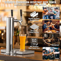 Dual Tap Beer Kegerator Tower Kit Stainless Steel Self-Closing